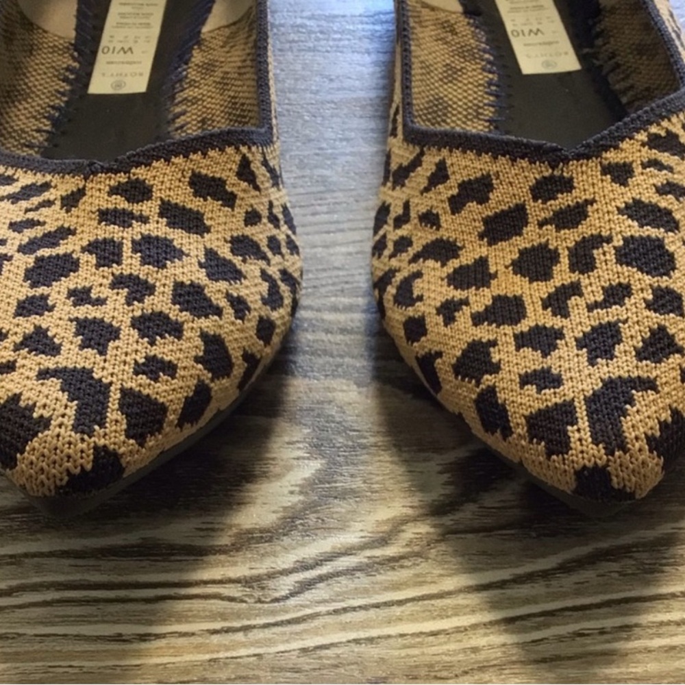 Rothy’s Retired The Point Spotted Leopard Print Flat Slip On Shoes 10